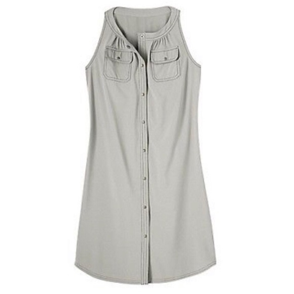 Athleta Gray Sleeveless Button-Down Dress